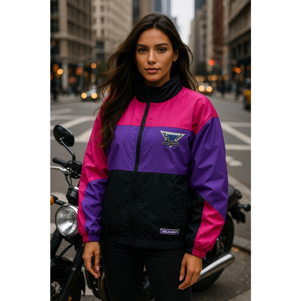 Vintage Fieldsheer Reflex Rainguard Motorcycle Jacket Pink Purple Black‎ XL Moto